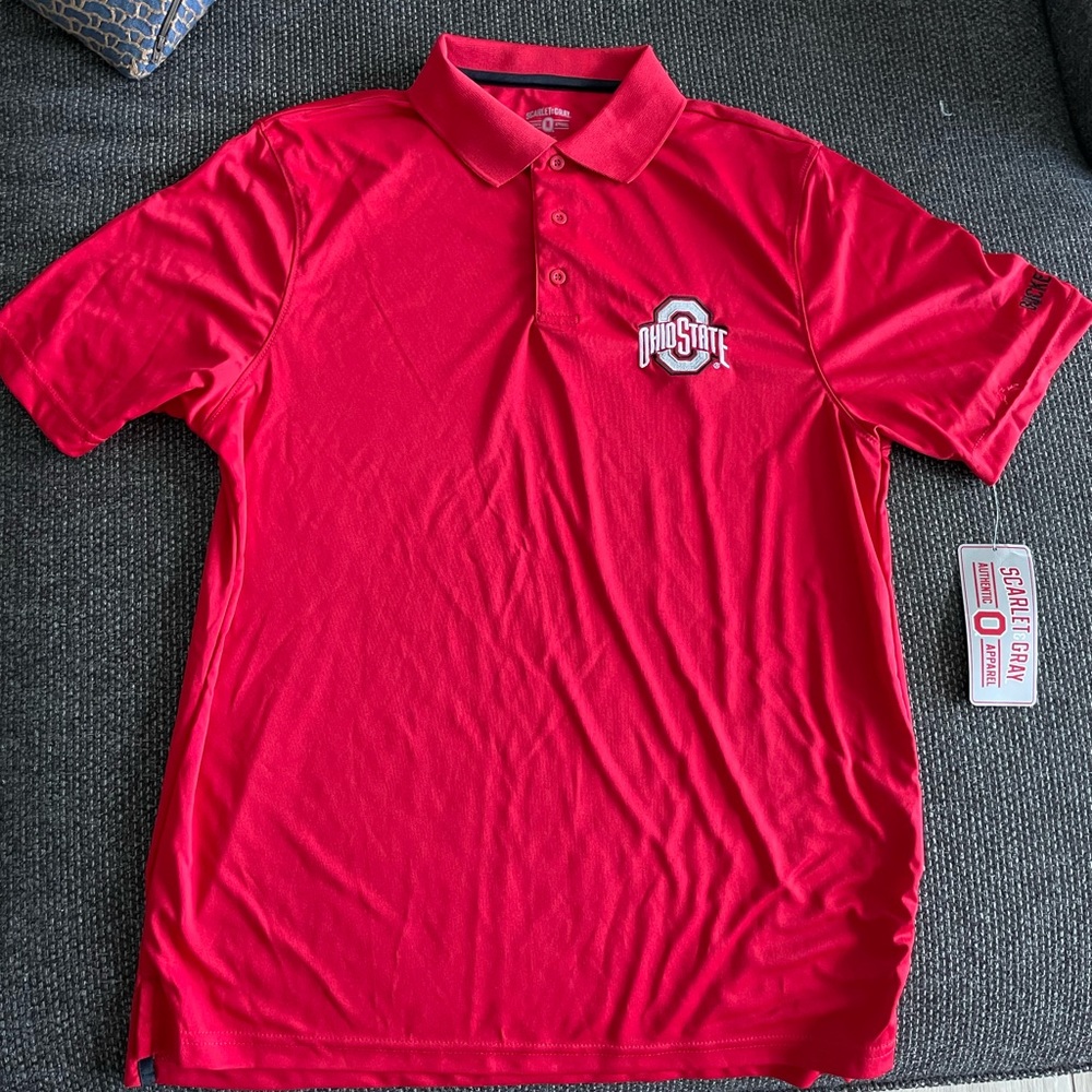 Ohio State athletic polo shirt.